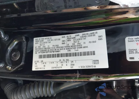 2019 Ford F-150 Xlt из США, поврежденный, VIN 1FTEW1EP1KFB10491